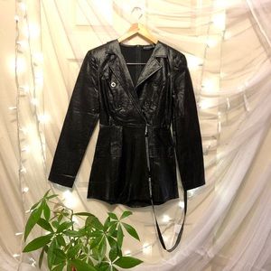 PLT cracked metallic PU tailored playsuit